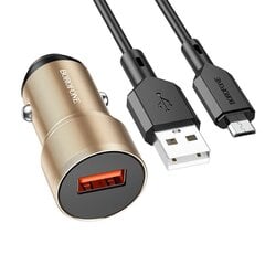 Borofone Car charger BZ19A Wisdom - USB - QC 3.0 18W with USB to Micro USB cable black цена и информация | Зарядные устройства для телефонов | 220.lv