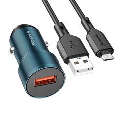 Borofone Car charger BZ19A Wisdom - USB - QC 3.0 18W with USB to Micro USB cable black цена и информация | Зарядные устройства для телефонов | 220.lv