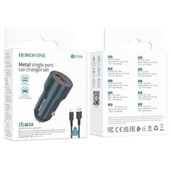 Borofone Car charger BZ19A Wisdom - USB - QC 3.0 18W with USB to Micro USB cable black цена и информация | Зарядные устройства для телефонов | 220.lv