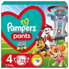 Autiņbiksītes-biksītes PAMPERS Pants Paw Patrol, 4. izmērs, 9-15 kg, 72 gab цена и информация | Подгузники | 220.lv