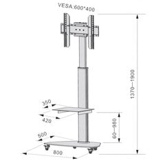 Напольная подставка с полкой Techly ЖК/светодиод/плазма 37-70", серебристая цена и информация | Techly Бытовая техника и электроника | 220.lv