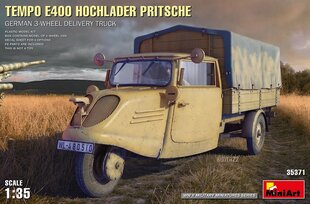 Līmējošais modelis MiniArt 35371 German 3-Wheel Delivery Truck Tempo E400 Hochlader Pritsche 1/35 цена и информация | Склеиваемые модели | 220.lv