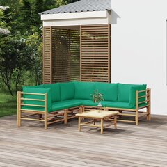 vidaXL 6-daļīgs dārza atpūtas mēbeļu komplekts ar matračiem, bambuss cena un informācija | Dārza mēbeļu komplekti | 220.lv