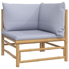vidaXL 4-daļīgs dārza dīvānu komplekts ar pelēkiem matračiem, bambuss cena un informācija | Dārza mēbeļu komplekti | 220.lv
