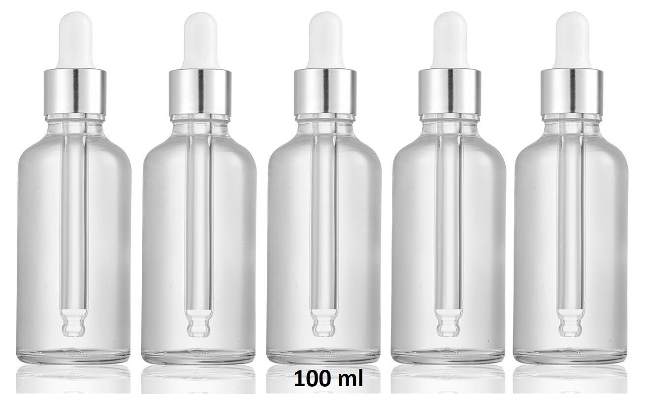 5 gab. 100 ml stikla pudeļu komplekts ar pipetēm цена и информация | Kosmētikas somas, spoguļi | 220.lv