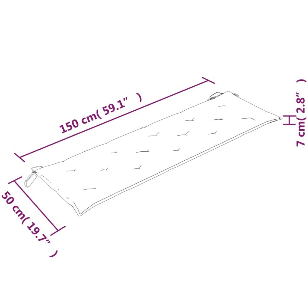 vidaXL sols ar spilgti zaļu matraci, 150 cm, masīvs tīkkoks cena un informācija | Dārza soli | 220.lv