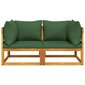 vidaXL stūra dīvāni ar zaļiem matračiem, 2 gab., akācijas masīvkoks cena un informācija | Dārza krēsli | 220.lv