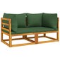 vidaXL stūra dīvāni ar zaļiem matračiem, 2 gab., akācijas masīvkoks cena un informācija | Dārza krēsli | 220.lv