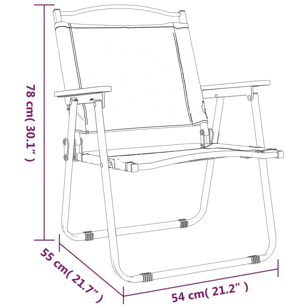 vidaXL kempinga krēsli, 2 gab., melni, 54x55x78 cm, Oksfordas audums цена и информация | Dārza krēsli | 220.lv