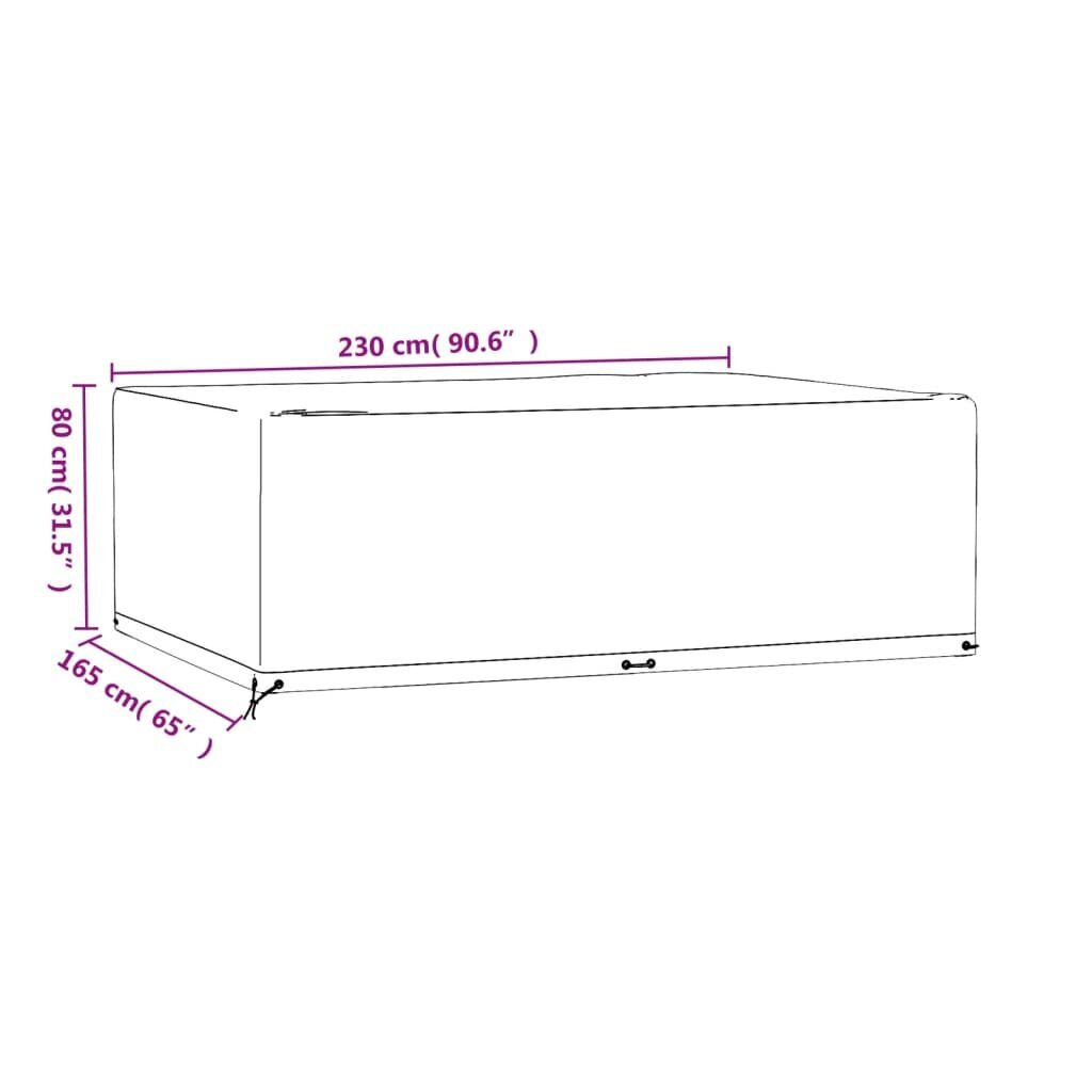 vidaXL dārza mēbeļu pārklājs, 12 gredzeni, 230x165x80 cm, taisnstūra cena un informācija | Krēslu paliktņi | 220.lv