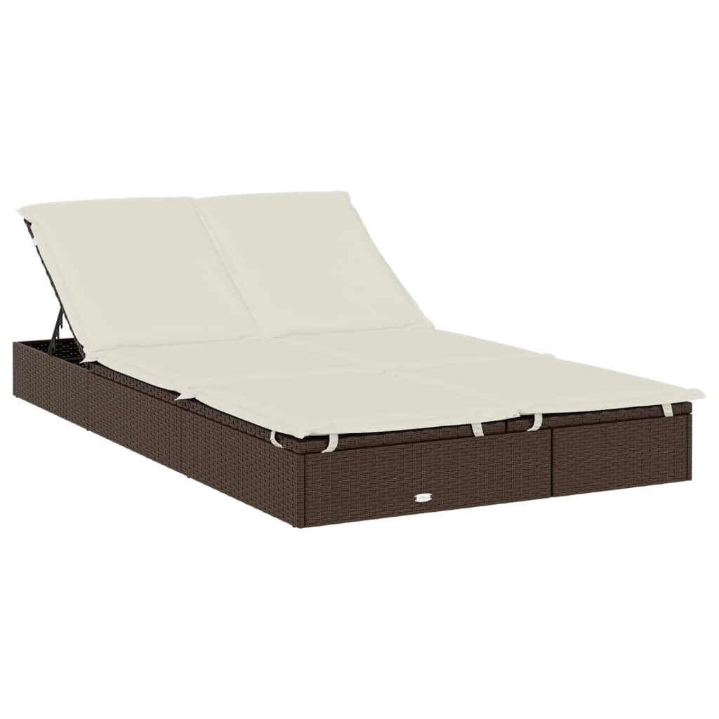vidaXL sauļošanās gulta, apaļš jumts, brūns PE pinums, divvietīga cena un informācija | Sauļošanās krēsli | 220.lv