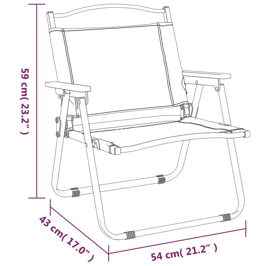 vidaXL kempinga krēsli, 2 gab., 54x43x59 cm, Oksfordas audums, bēši cena un informācija | Dārza krēsli | 220.lv