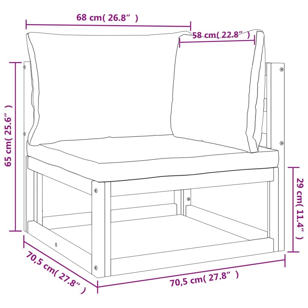 vidaXL stūra dīvāns ar gaiši pelēkiem matračiem, akācijas masīvkoks cena un informācija | Dārza krēsli | 220.lv