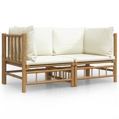 vidaXL dārza stūra dīvāni ar krēmbaltiem matračiem, 2 gab., bambuss cena un informācija | Dārza krēsli | 220.lv