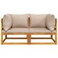 vidaXL stūra dīvāni ar pelēkbrūniem matračiem, 2 gab., akācijas koks cena un informācija | Dārza krēsli | 220.lv