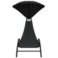 vidaXL sauļošanās zvilnis ar jumtu, melns, 167x80x195 cm, audums cena un informācija | Sauļošanās krēsli | 220.lv