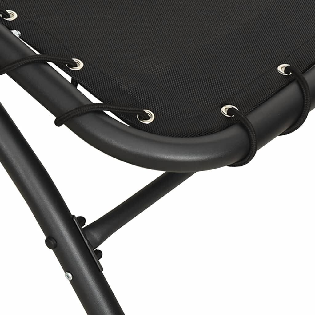 vidaXL sauļošanās zvilnis ar jumtu, melns, 167x80x195 cm, audums cena un informācija | Sauļošanās krēsli | 220.lv