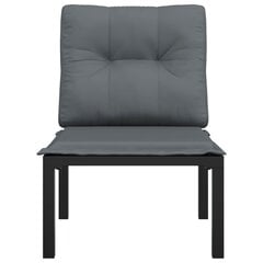 vidaXL dārza krēsls ar matračiem, melns un pelēks, PE rotangpalma цена и информация | скамейка со столиком | 220.lv