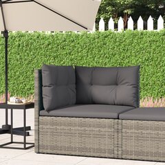 vidaXL dārza stūra dīvāns ar spilveniem, pelēka PE rotangpalma cena un informācija | Dārza krēsli | 220.lv