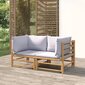vidaXL dārza stūra dīvāni ar gaiši pelēkiem matračiem, 2 gab., bambuss cena un informācija | Dārza krēsli | 220.lv