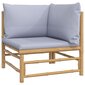 vidaXL dārza stūra dīvāni ar gaiši pelēkiem matračiem, 2 gab., bambuss cena un informācija | Dārza krēsli | 220.lv