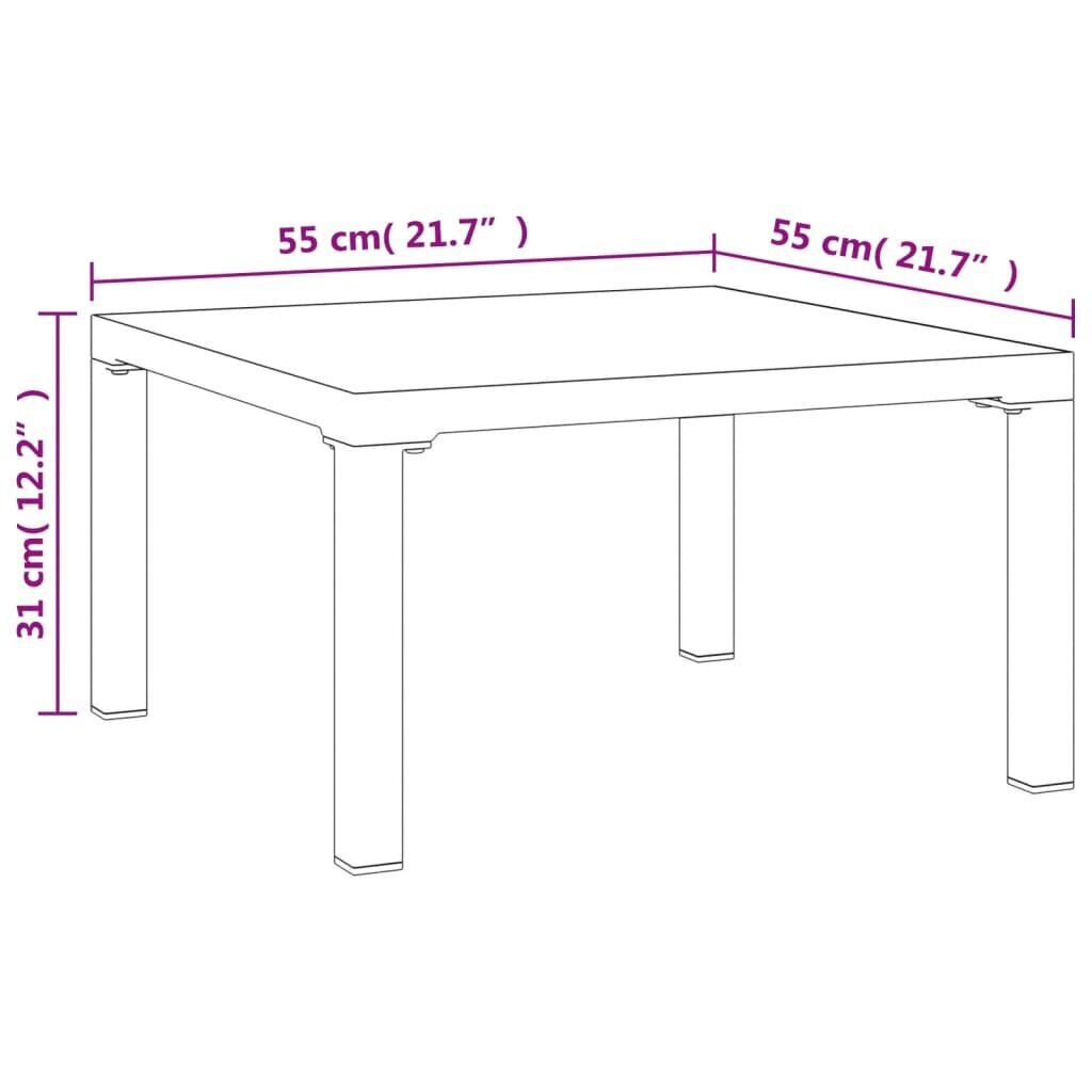 vidaXL dārza kafijas galdiņš, pelēks, 55x55x31 cm, DPC, tērauds cena un informācija | Dārza galdi | 220.lv