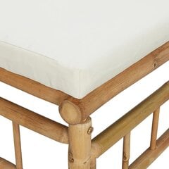 vidaXL dārza kājsoliņš ar krēmbaltu matraci, bambuss цена и информация | скамейка со столиком | 220.lv