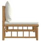vidaXL dārza vidējais dīvāns ar krēmbaltiem matračiem, bambuss cena un informācija | Dārza krēsli | 220.lv