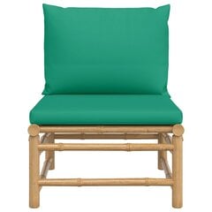 vidaXL dārza vidējais dīvāns ar zaļiem matračiem, bambuss cena un informācija | Dārza krēsli | 220.lv