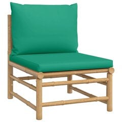 vidaXL dārza vidējais dīvāns ar zaļiem matračiem, bambuss cena un informācija | Dārza krēsli | 220.lv