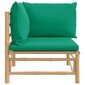 vidaXL dārza stūra dīvāns ar zaļiem matračiem, bambuss цена и информация | Dārza krēsli | 220.lv