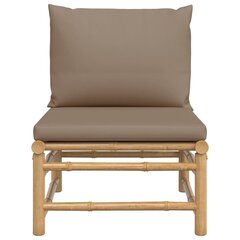 vidaXL dārza vidējais dīvāns ar pelēkbrūniem matračiem, bambuss cena un informācija | Dārza krēsli | 220.lv