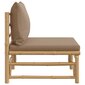 vidaXL dārza vidējais dīvāns ar pelēkbrūniem matračiem, bambuss cena un informācija | Dārza krēsli | 220.lv