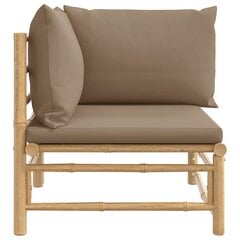 vidaXL dārza stūra dīvāns ar pelēkbrūniem matračiem, bambuss cena un informācija | Dārza krēsli | 220.lv