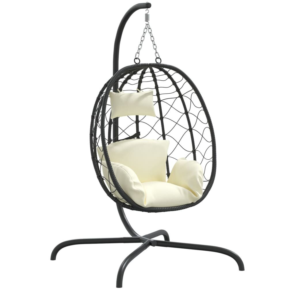 vidaXL iekarams krēsls, krēmbalts matracis, olas forma, PE rotangpalma cena un informācija | Dārza krēsli | 220.lv