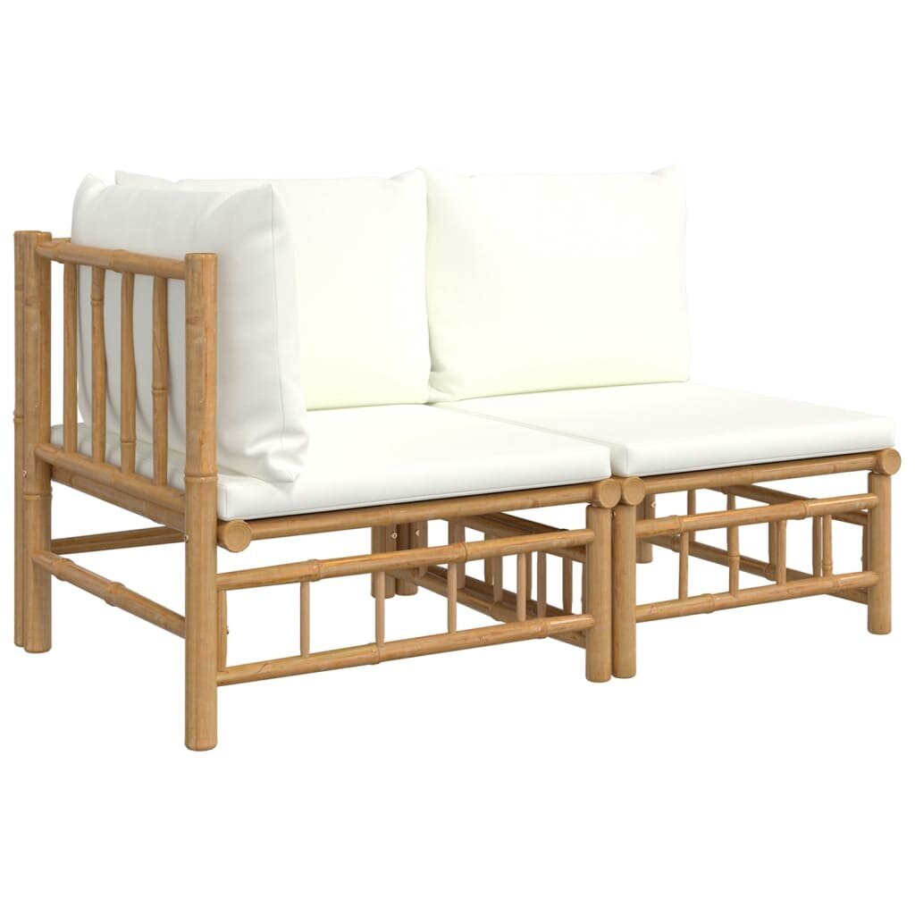 vidaXL 2-daļīgs dārza atpūtas mēbeļu komplekts ar matračiem, bambuss cena un informācija | Dārza krēsli | 220.lv