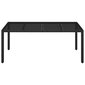 vidaXL dārza galds ar stikla virsmu, 190x90x75cm, melna PE rotangpalma cena un informācija | Dārza galdi | 220.lv