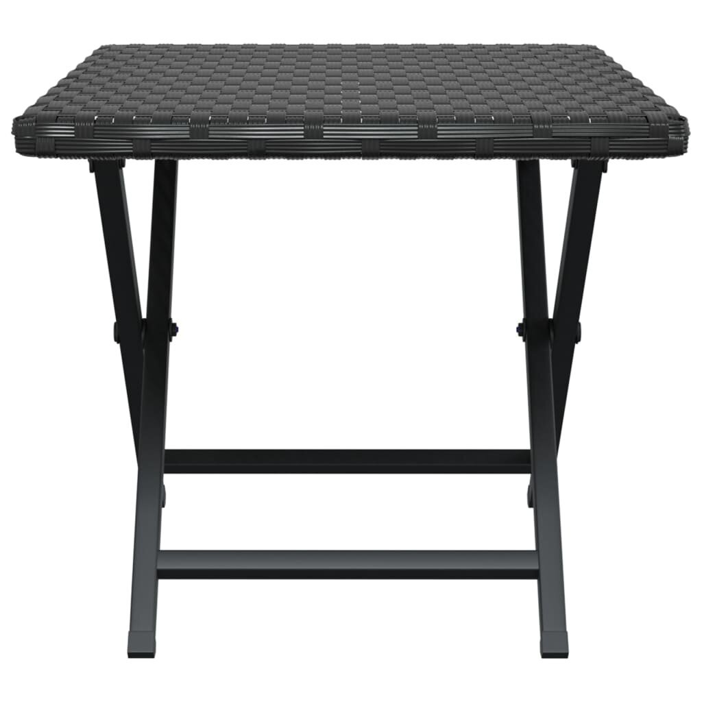 vidaXL saliekams galds, 45x35x32 cm, PE rotangpalma, melns cena un informācija | Dārza galdi | 220.lv