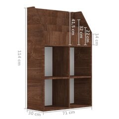 vidaXL bērnu grāmatplaukts, brūns, 71x30x114 cm, inženierijas koks цена и информация | Полки для книг и игрушек | 220.lv