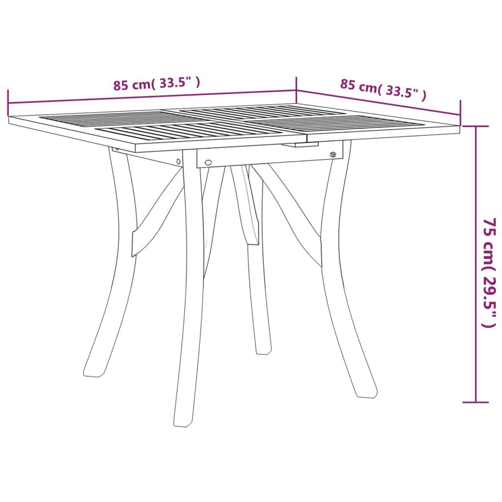 vidaXL dārza galds, 85x85x75 cm, akācijas masīvkoks cena un informācija | Dārza galdi | 220.lv