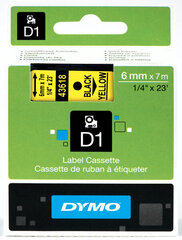 DYMO D1 Tape 6mm x 7m   black on yellow (43618   S0720790) - цена и информация | Аксессуары для принтера | 220.lv