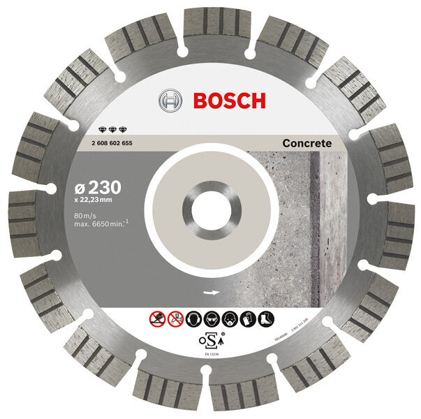 BOSCH DIMANTA DISKS 230x22 SEG BETONS cena un informācija | Rokas instrumenti | 220.lv