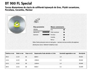 KLINGSPOR FULL DIMANTA DISKS 230 mm x 1,8 mm x 30 mm DT900FL SUPRA, GRES, ĪPAŠS, SAUSS, MITRS cena un informācija | Rokas instrumenti | 220.lv