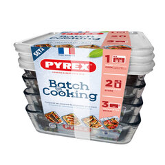 Набор судков Pyrex Cook & Freeze, стеклянный, прозрачный, 4 x 1.5 л цена и информация | Посуда для хранения еды | 220.lv