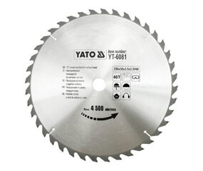 YATO ripzāģis WIDIA 350x30mm 40-TOOTH 6081 cena un informācija | Rokas instrumenti | 220.lv