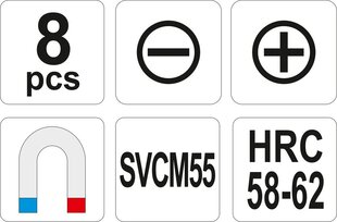 Skrūvgriežu komplekts Yato 4-6,5 mm PH0-PH2 YT-2670 cena un informācija | Rokas instrumenti | 220.lv