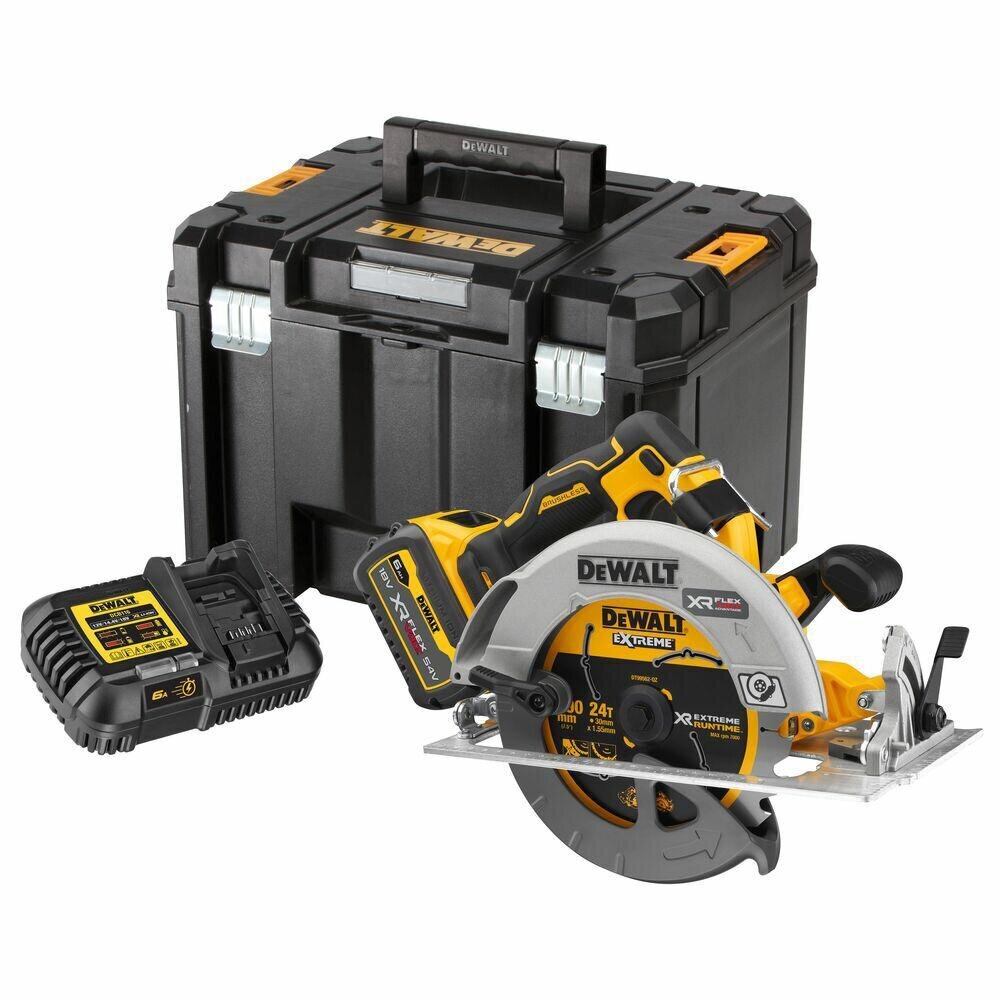 DEWALT RIPZĀĢIS 18V FLEXVOLT ADVANTAGE 1x6.0Ah 190mm TSTAK DCS573T1 cena un informācija | Zāģi, ripzāģi | 220.lv