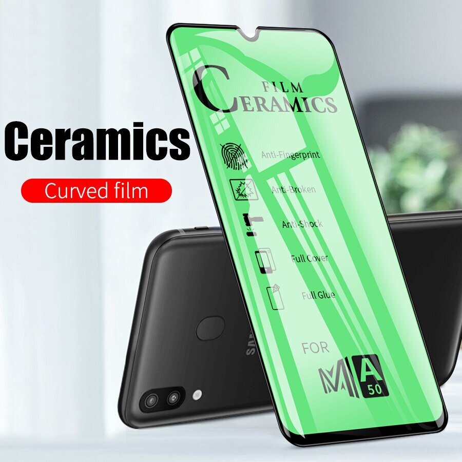 5D Full Glue Ceramics ekrāna aizsargs SAMSUNG GALAXY A30/A50/A30S/A40S/A50S/M30/M30S BLACK cena un informācija | Ekrāna aizsargstikli | 220.lv