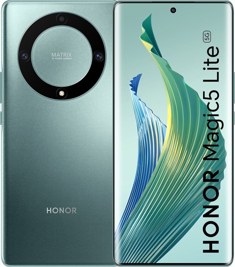 Honor Magic5 Lite 5G 8/256GB Emerald Green 5109ARUL cena un informācija | Mobilie telefoni | 220.lv