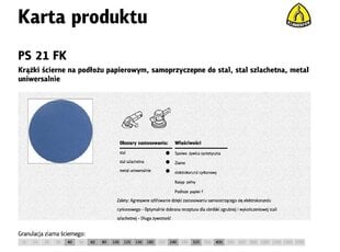 KLINGSPOR PAŠLĪPOŠAIS ABRAZĪVAIS DISKS 125mm PS21FK gr.40/50 gab. cena un informācija | Slīpmašīnas | 220.lv